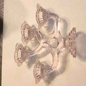Vintage Pale Pink Art Glass 4 Candle Candelabra Great Shape!